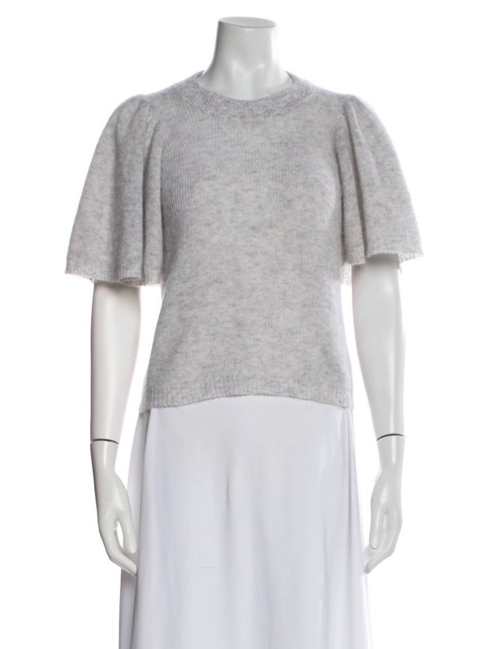Autumn Cashmere: Flared Sleeve Knit Top in Light Gray